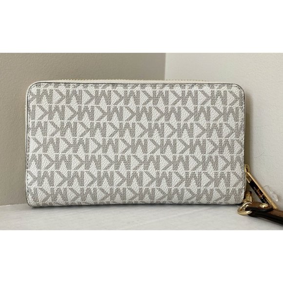 New Michael Kors Jet Set Travel Large Flat Phone Case Wallet Logo Vanilla - Picture 4 of 4